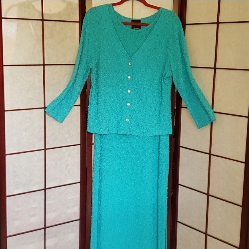 Front Street Turquoise Maxi Dress with Jacket 2pc. Set